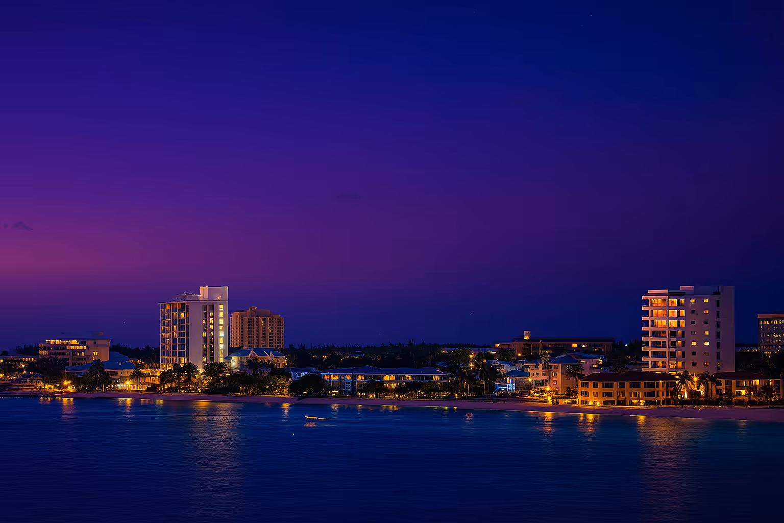 Cayman Islands skyline at twilight